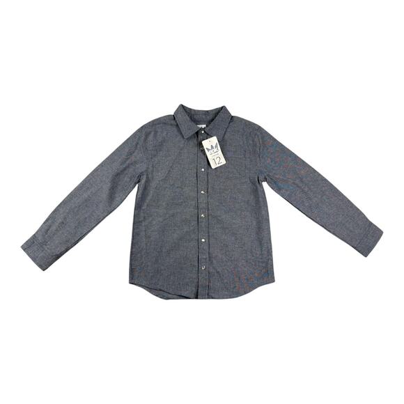 EPK Boys’ Pearl Snap Long Sleeve Button-Up Dress Shirt - Size 12‎ - Gray  NWT - Picture 1 of 11